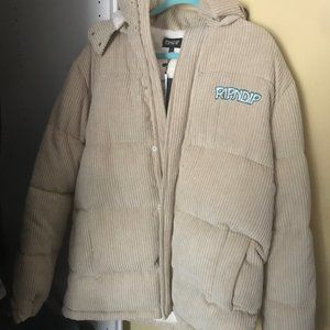 RIPNDIP INTERTWINED CORDUROY PUFFER JACKET (KHAKI) New With Tags Large